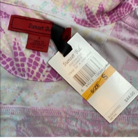 Sunset Rd enchanted paisley abstract print multi button down 3/4 sleeves blouse - Picture 4 of 5